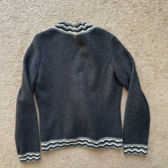 Willi Smith Sweater Womens Small 100% Wool Cardigan 1 Button Close Grey - Picture 2 of 10